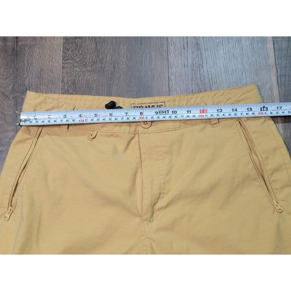 Dravus Heading Nowhere Mens 32 Hybrid Shorts Mustard Yellow Stretch Hiking Trail